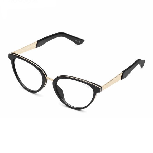 QUAY Rumours Blue Light Glasses Black Gold Frame Bluelight Blocking Lens NWT - Picture 3 of 5